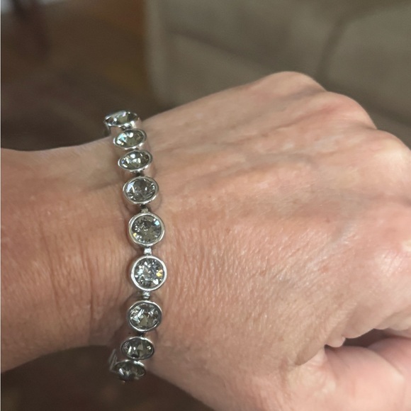 Touchstone Crystal Silver Tennis Bracelet - Picture 2 of 7